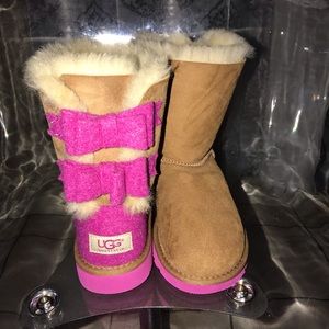 Hot Pink/ Brown Bailey Bow UGG Boots